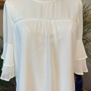 Monteau White Blouse with Ruffle Sleeves